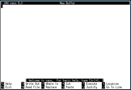 GNU nano start screen