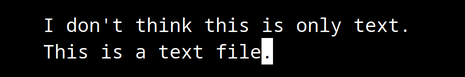 Vim text says I don't think this is only text period new line This is a text
file period and cursor directly after period of second
line