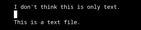 Vim text says I don't think this is only text period new line new line This is
a text file and cursor on blank line